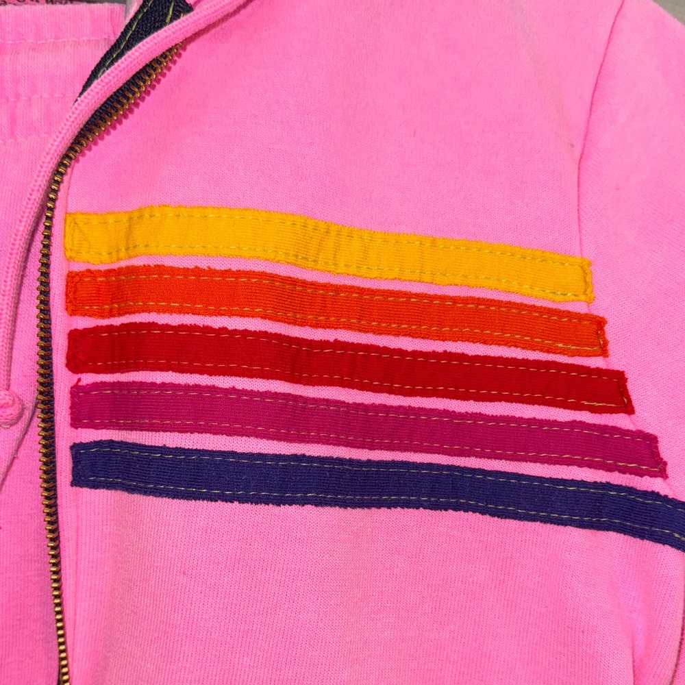 Aviator Nation Pink Hoodie Jacket with Rainbow Stripes & Pink Shorts Sz M - Picture 6 of 7